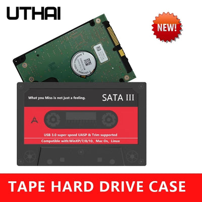 T46 New 2.5" External Hard Drive Enclosure, USB 3.0 SATA 5Gbps HDD & SSD Tape Enclosure UASP for PC Notebook