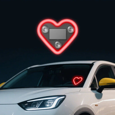 Heart Shaped Car Ambient Light Car Window Suction Cup Led Atmosphere Light 500Mah Solar/Usb-C Rechargeable Neon Lamp