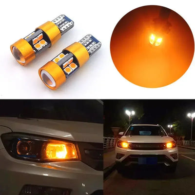 2Pcs Car T10 12V LED Signal Light Orange Amber Light Position Parking City Lights T10 168 194 2825 W5W 19SMD LED Bulb