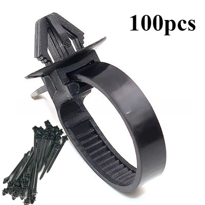 10-100PCS Car Nylon Black Cable Ties Push Mount Wire Harness Fastener Cable Clamp Clips Ties Management Car Wire Organizers