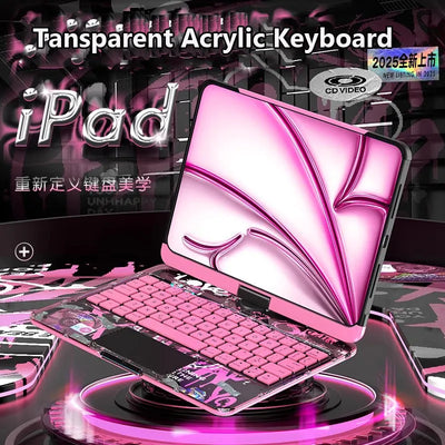 For Ipad 11Th Gen A16 2025 Air 11Inch M3 M2 10Th Gen A2696 A2757 Air 7 6 5 4 10.2 9Th 8Th 7Th Pro 11 Hard Touchpad Keyboard Case