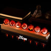 Glass Creative Luminous Figurines Transparent Red Crystal Ball Desktop Figurines Solid Wood Base Modern Cartoon Home Decoration