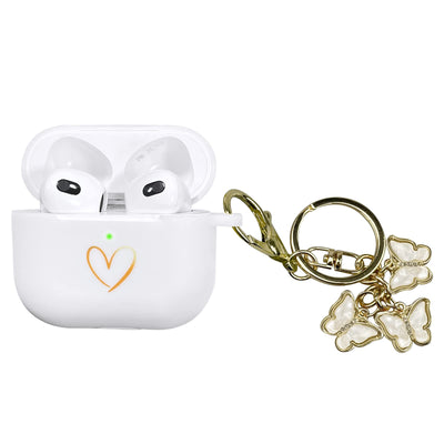 AirPods 3 Case — Gold Heart Silicone with Keychain
