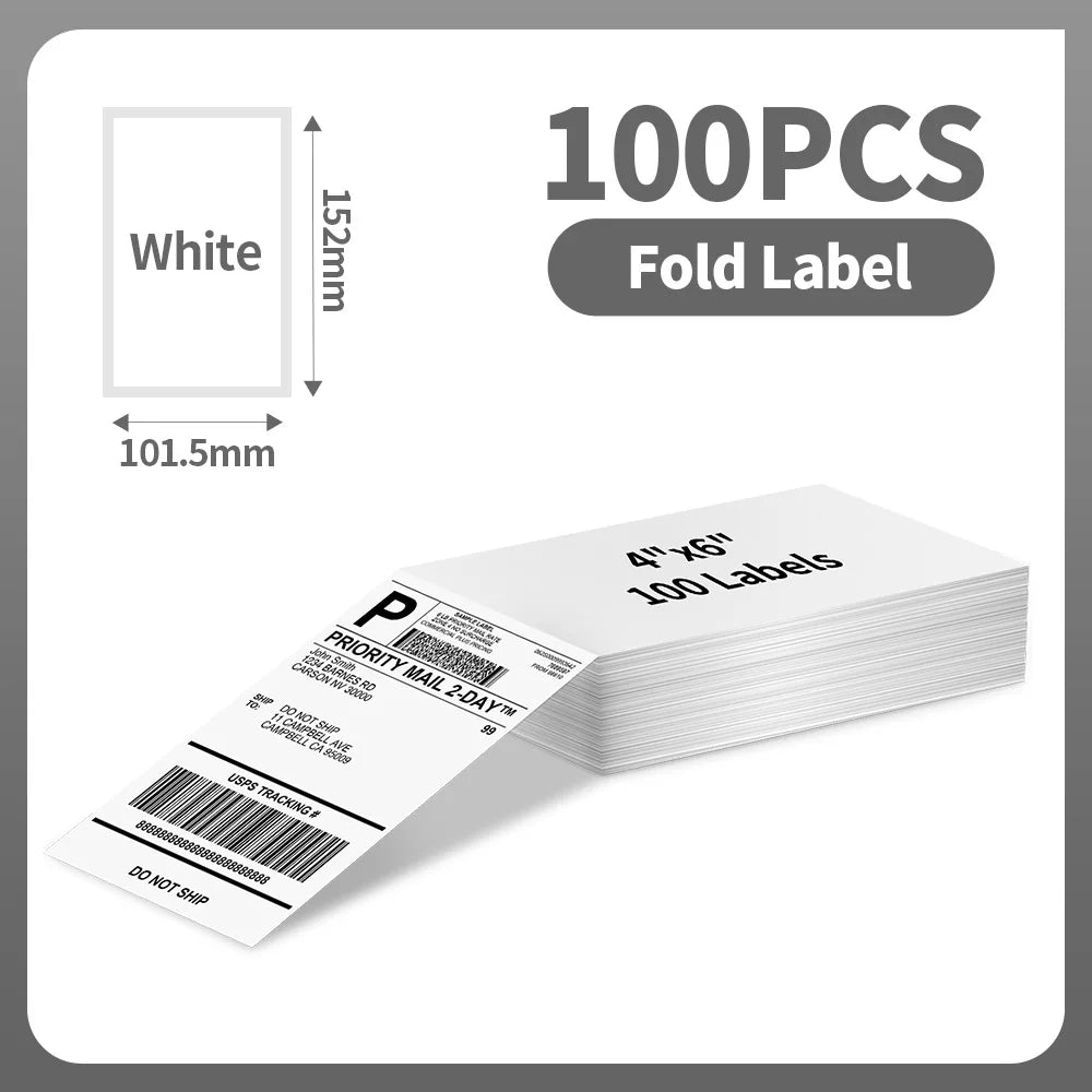 100/500 Sheets Phomemo Thermal Label Sticker 100X150Mm Shipping Labels for Postage Barcode Compatible with PM241 PM246S Printer