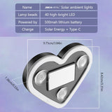 Heart Shaped Car Ambient Light Car Window Suction Cup Led Atmosphere Light 500Mah Solar/Usb-C Rechargeable Neon Lamp