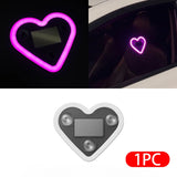 Heart Shaped Car Ambient Light Car Window Suction Cup Led Atmosphere Light 500Mah Solar/Usb-C Rechargeable Neon Lamp