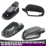 Black Carbon Style Rearview Mirror Caps 1 Pair Side Case Trim for Audi A3 A4 A5 A6 A8 Q3 SQ3 S4 S5 S6 S8 RS3 RS4 RS5 B8 B8.5 8P