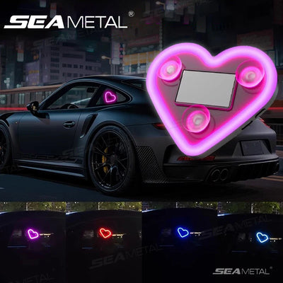 Heart Shaped Car Ambient Light Car Window Suction Cup Led Atmosphere Light 500Mah Solar/Usb-C Rechargeable Neon Lamp