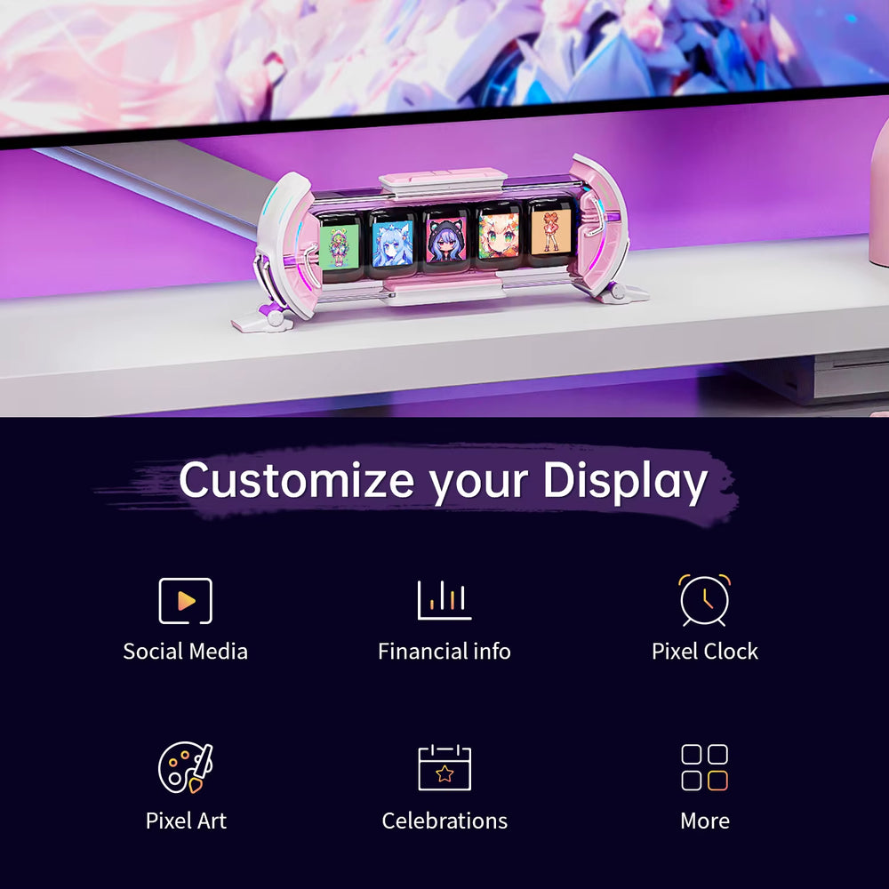 Times Gate - Cute Gaming Digital Clock with Smart App-Controlled, Support Weather Forecast, Stock Market/Exchange Rate