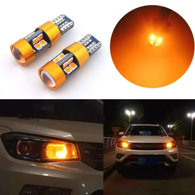 2Pcs Car T10 12V LED Signal Light Orange Amber Light Position Parking City Lights T10 168 194 2825 W5W 19SMD LED Bulb