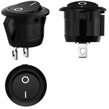 20Pcs 10Pcs Rocker Switch Black on off 2 Pin Mini round Toggle Switch 3A 250V 6A 125V 15MM Circle Switches for RV Car Truck Boat