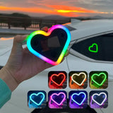 Heart Shaped Car Ambient Light Car Window Suction Cup Led Atmosphere Light 500Mah Solar/Usb-C Rechargeable Neon Lamp