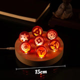 Glass Creative Luminous Figurines Transparent Red Crystal Ball Desktop Figurines Solid Wood Base Modern Cartoon Home Decoration