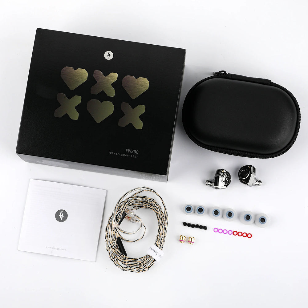 EW300 1Dd+1Planar+1Pzt Hybrid Driver IEM HIFI Earphones with Detachable Nozzles Silver-Plated OFC IEM Cable for Musician