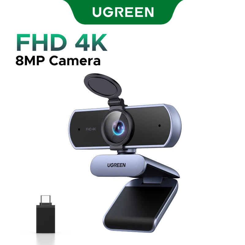 4K FHD 1080P Webcam 8MP for PC, PDAF Auto Focus, Dual AI Noise-Cancelling Mics, Web Cam Camera for Zoom/Teams/Google Meet