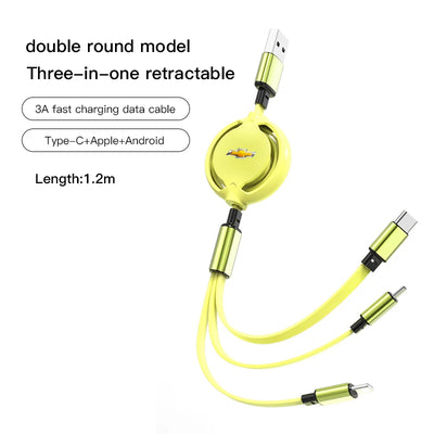Retractable Data Cable 3 in 1 Fast Charging Accessories for  Cruze Sonic Silverado Trax Camaro Captiva Equinox Malibu