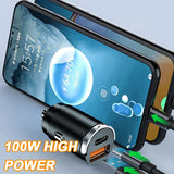 100W Car USB Charger Super Charge USB-A USB-C Cigarette Lighter Adapter Hidden Phone Charger for Iphone Huawei Samsung