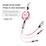 Retractable Data Cable 3 in 1 Fast Charging Accessories for  Cruze Sonic Silverado Trax Camaro Captiva Equinox Malibu