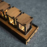 Luxury Nixie Glow Tube Clock Wood DIY Table Clock Creative Electronic Desktop Clocks RGB Silent Digital Watch Decoration Gift