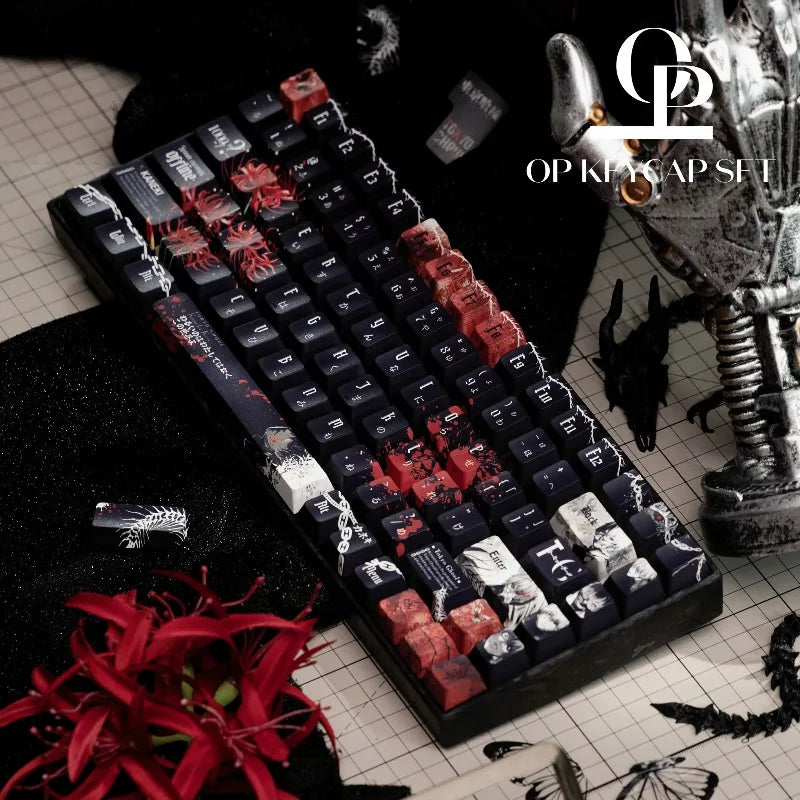 Kaneki Ken Translucent Anime Theme Keycaps Set Customized PBT Cherry Profile Keyboard Caps for Mechanical Keyboard Accessories