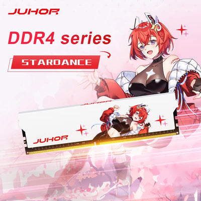 JUHOR DDR4 8GB 3200MHz Desktop RAM — CL16 with White Heat Sink