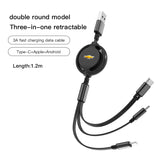 Retractable Data Cable 3 in 1 Fast Charging Accessories for  Cruze Sonic Silverado Trax Camaro Captiva Equinox Malibu