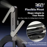 Foldable Charging Cable with Integrated Stand Fast Charging Cable Phone Tablet 240W Ultra-Fast Data Cable Phone Holder