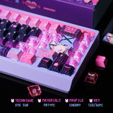 Cute Rabbit Hole Keycap Cherry Pbt Side-Engraved Translucent Pbt Hole Rabbit Black Pink 2.25/2.75U Space Alice Iso Layout Keycap