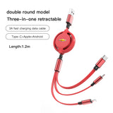 Retractable Data Cable 3 in 1 Fast Charging Accessories for  Cruze Sonic Silverado Trax Camaro Captiva Equinox Malibu