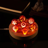 Glass Creative Luminous Figurines Transparent Red Crystal Ball Desktop Figurines Solid Wood Base Modern Cartoon Home Decoration