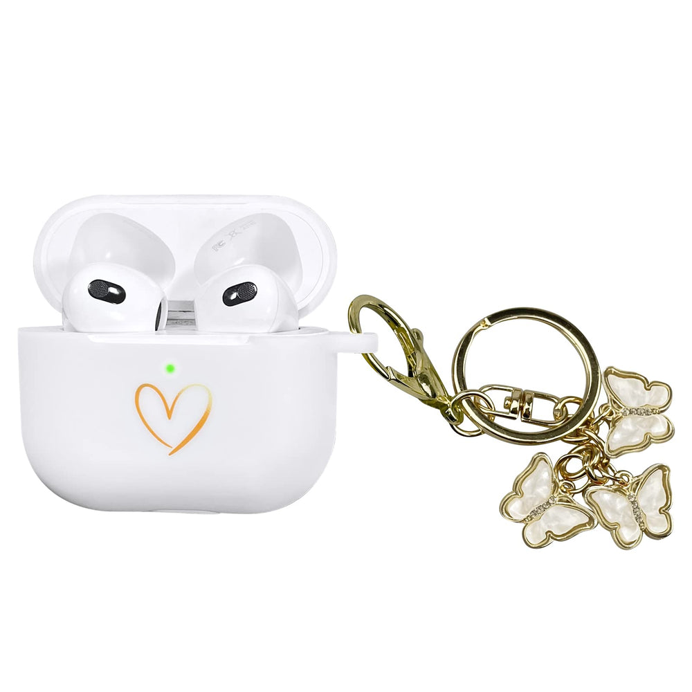 AirPods 3 Case — Gold Heart Silicone with Keychain
