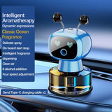 Smart Car Air Freshener AI Rechargeable Car Aroma Diffuser Smart Eyes 4 Levels of Adjustable Intelligent Car Diffuser Gift