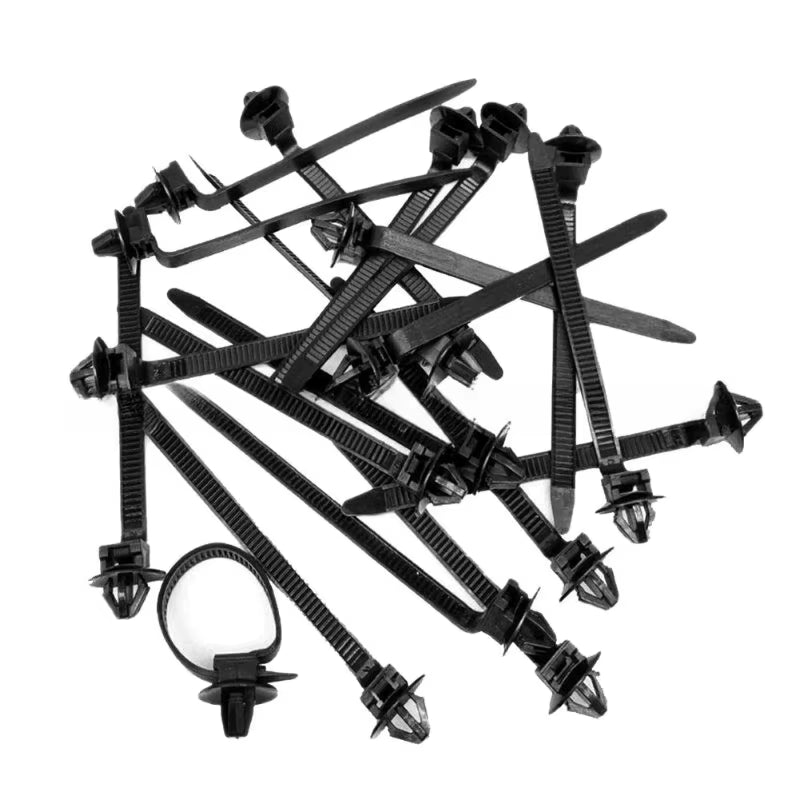 10-100PCS Car Nylon Black Cable Ties Push Mount Wire Harness Fastener Cable Clamp Clips Ties Management Car Wire Organizers
