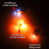 2Pcs Car T10 12V LED Signal Light Orange Amber Light Position Parking City Lights T10 168 194 2825 W5W 19SMD LED Bulb
