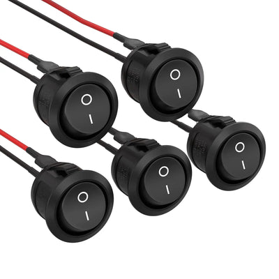 20Pcs 10Pcs Rocker Switch Black on off 2 Pin Mini round Toggle Switch 3A 250V 6A 125V 15MM Circle Switches for RV Car Truck Boat