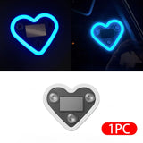 Heart Shaped Car Ambient Light Car Window Suction Cup Led Atmosphere Light 500Mah Solar/Usb-C Rechargeable Neon Lamp